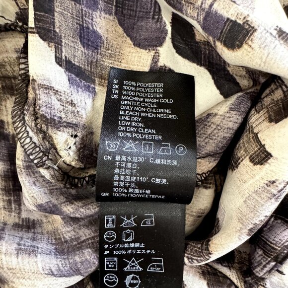 H&M Dress Size 12 Fit & Flare Satin Leopard Ruffle Brown Black Belted Stretch - Picture 8 of 9